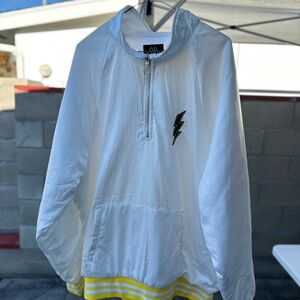 White Pullover with Lightning Bolt